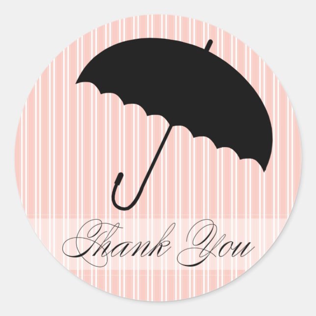 Shower Thank You Pink Umbrella Sticker (Front)
