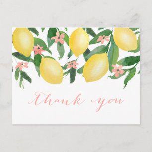 Shower Thank You With Watercolor Lemons Postcard