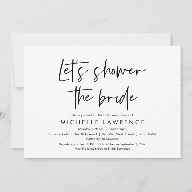 Shower the bride, Modern Casual Bridal Shower Invitation (Front)