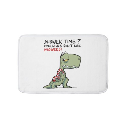 Shower Time Funny Towel T_Rex Dinosaur Cartoon Bath Mat