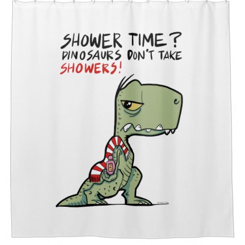 Shower Time Funny Towel T_Rex Dinosaur Cartoon Shower Curtain