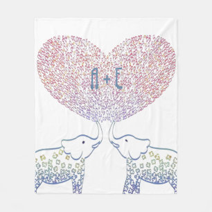 Shower W/ Tons of Love Cute Personalized Elephant Fleece Blanket
