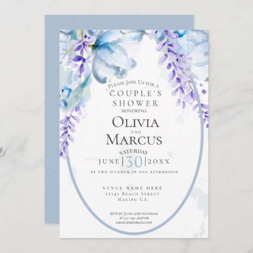 SHOWER  Watercolor Lavender _ Dusty Blue Invitation