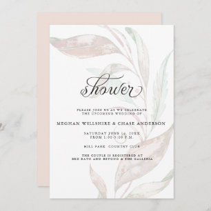 SHOWER   Wisp of Color Pale Coral Foliage Invitation