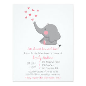 Shower with Love Baby Elephant Shower Invitations
