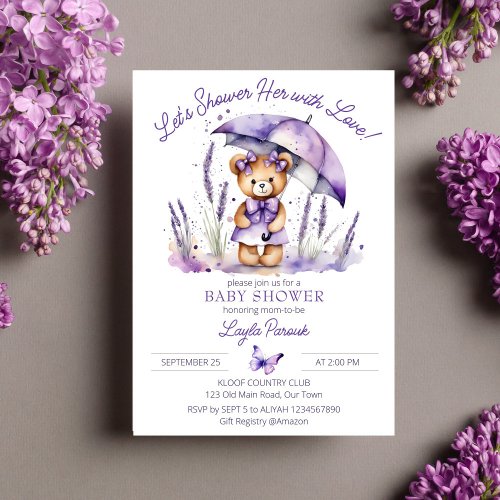 Shower with love cute teddy bear baby shower invitation