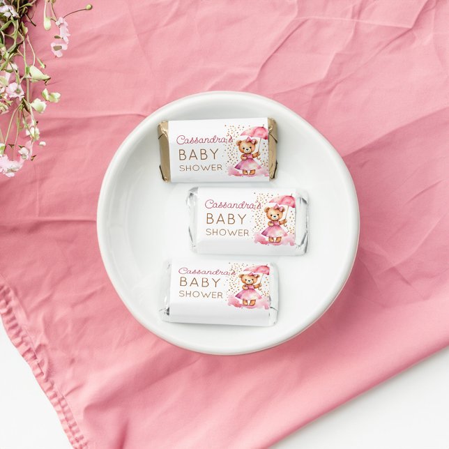 Shower with love girl teddy bear baby shower favor (Shower with love girl teddy bear baby shower candy favors personalized mini hershey's)