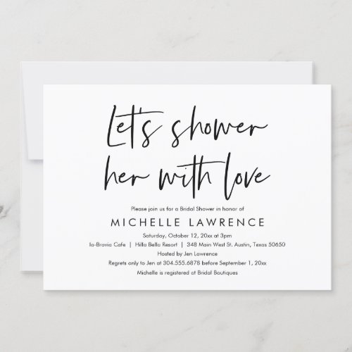 Shower with love Modern Casual Bridal Shower Invitation