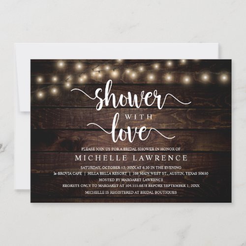Shower with Love Rustic Bridal Shower Celebration Invitation
