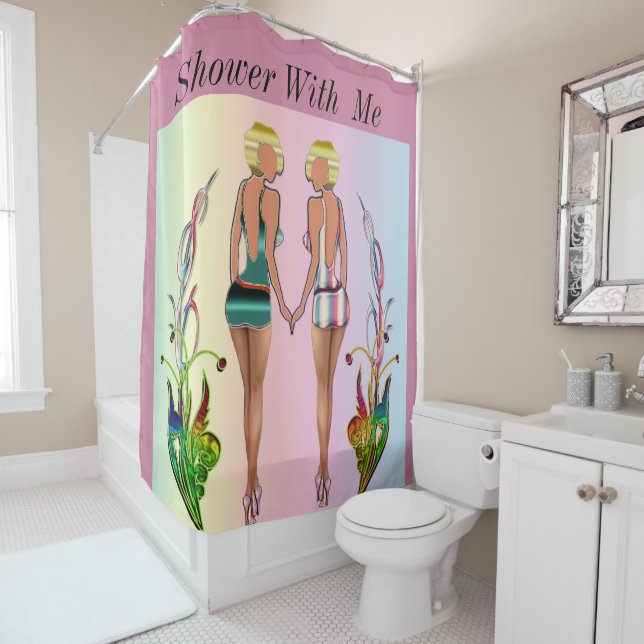 Shower With Me Girl Shower Curtain (In Situ)