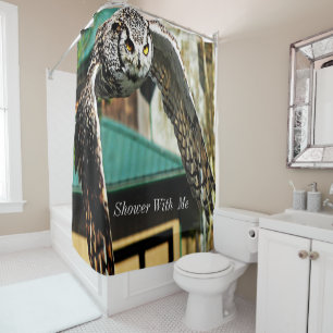 Shower With Me Great Horned Owl Yellow eye Shower Curtain