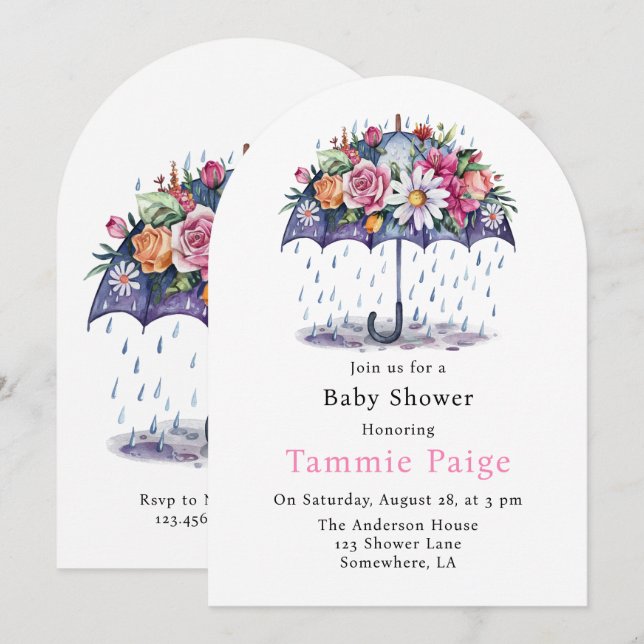 Showered with Flowers Baby Shower Invitation (Front/Back)