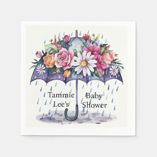 Showered with Flowers Baby Shower Napkins (Front)