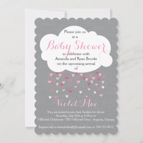 Showered with Love Baby Girl Shower Invitation