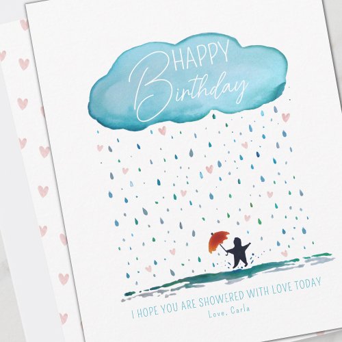 Showered with Love Birthday Holiday Card