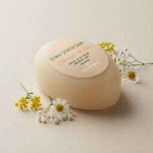 Showered with Love Floral Baby Shower Soap Favor Square Sticker