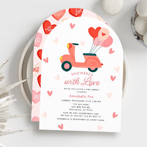 Showered with Love Motor Scooter Girl Baby Shower Invitation