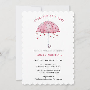 Showered with Love Pink Umbrella Bridal Shower  Invitation