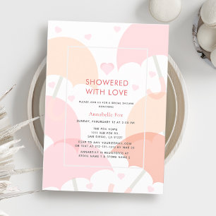 Showered with Love Pink Umbrellas Bridal Shower Invitation