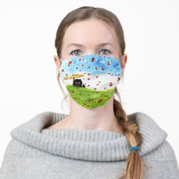 Showered With Love Spring Cat By Bihrle Adult Cloth Face Mask by AmyLynBihrle at Zazzle