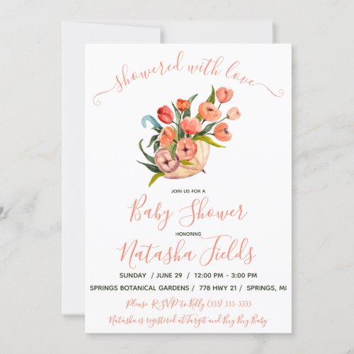 Showered With Love Umbrella Baby Shower Invitation