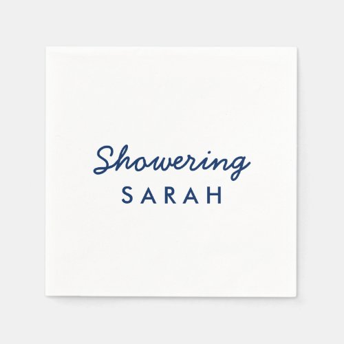 Showering the Mom_To_Be Cocktail Napkins Navy Blue