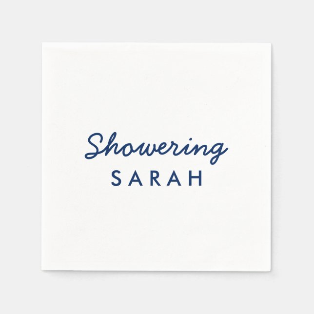 Showering the Mom-To-Be Cocktail Napkins Navy Blue (Front)