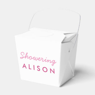Showering the Mom-To-Be Tent Favor Box- Pink White Favor Boxes