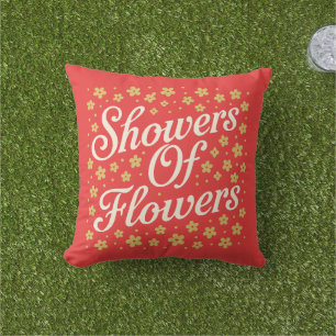 Showers Of Flowers Word Art  Outdoor Pillow