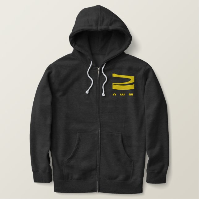 ShowFab Charcoal Gray Embroidered Zip Hoodie (Design Front)