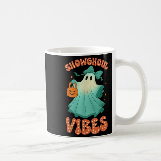 Showghoul Vibes Retro Spooky Halloween Orange Blue Coffee Mug (Right)