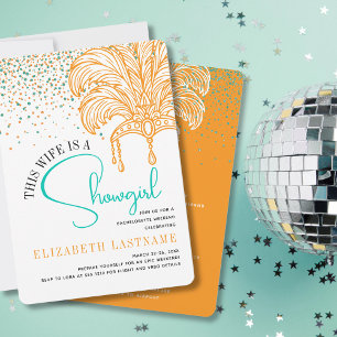 Showgirl Bride Era Orange Teal Bachelorette Party Invitation