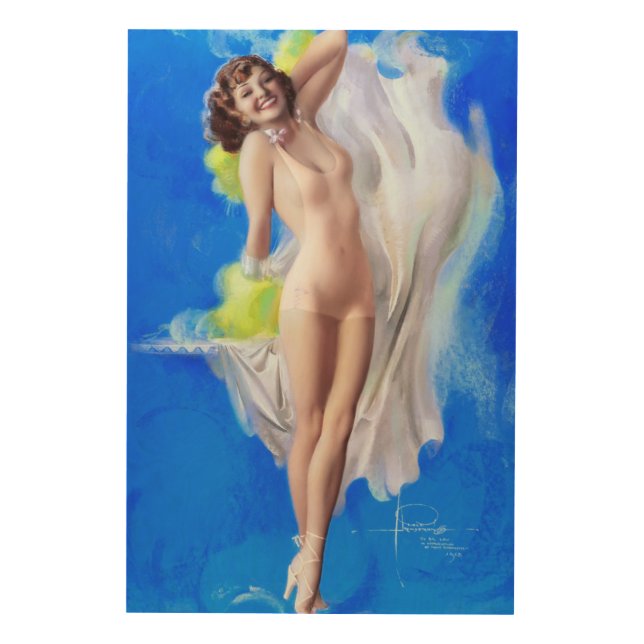 Showgirl by American Artist Rolf Armstrong Wood Wall Art (Front)