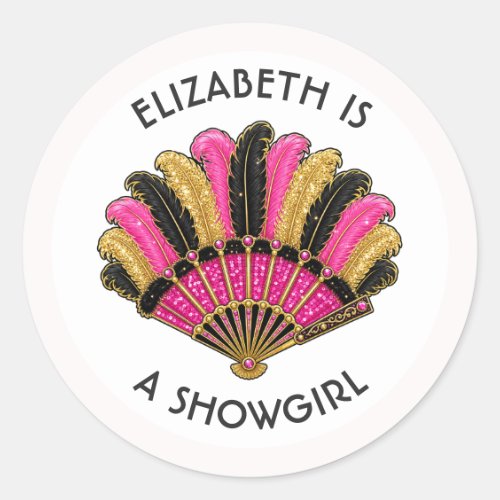 Showgirl Personalized Las Vegas Bachelorette Classic Round Sticker