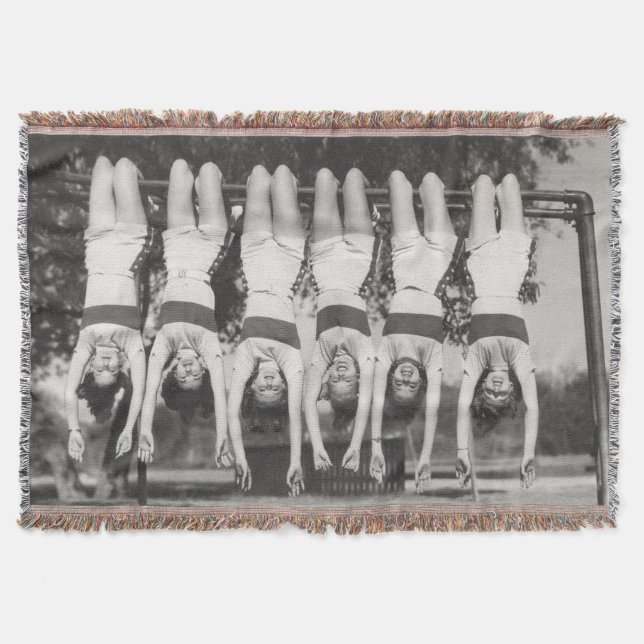Showgirls on monkey bars, playful design. throw blanket (Front)