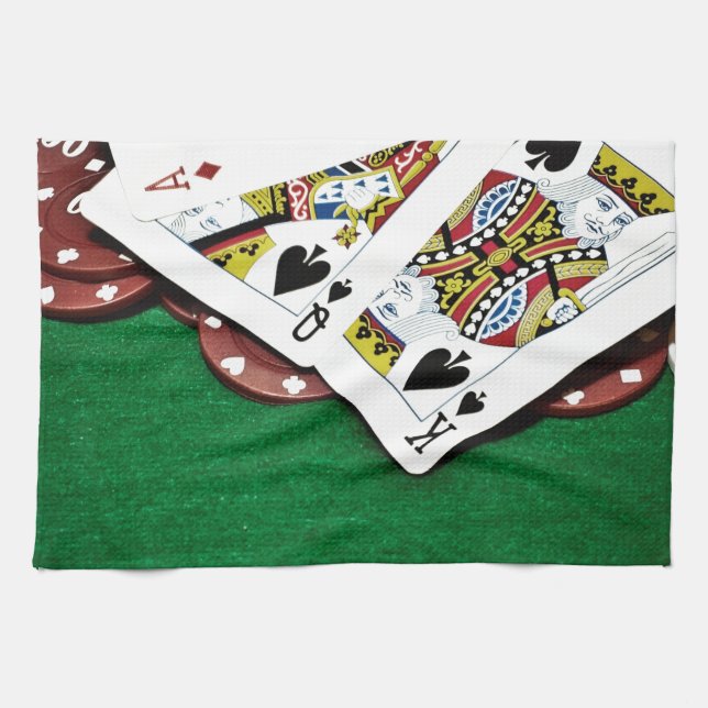 Showing cards green table poker towel (Horizontal)