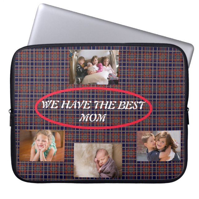 Showing Love To Mom Tartan Freestyle 4 Photos Laptop Sleeve (Front)