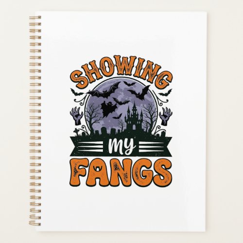 Showing My Fangs Vintage Halloween Vampire Shirt_1 Planner