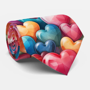 Showing My Love w/ Multicolored Hearts Neck Tie