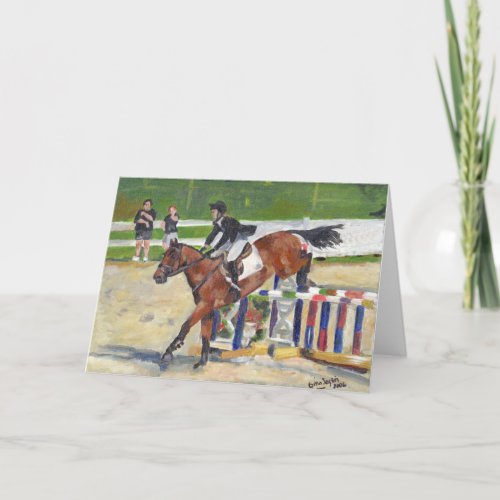 Showjumping Horse Portrait Blank Greeting Card