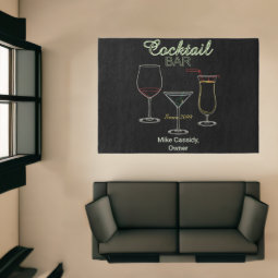 Shown 7' x 5' Fun Retro Home Cocktail Bar Area Rug | Zazzle