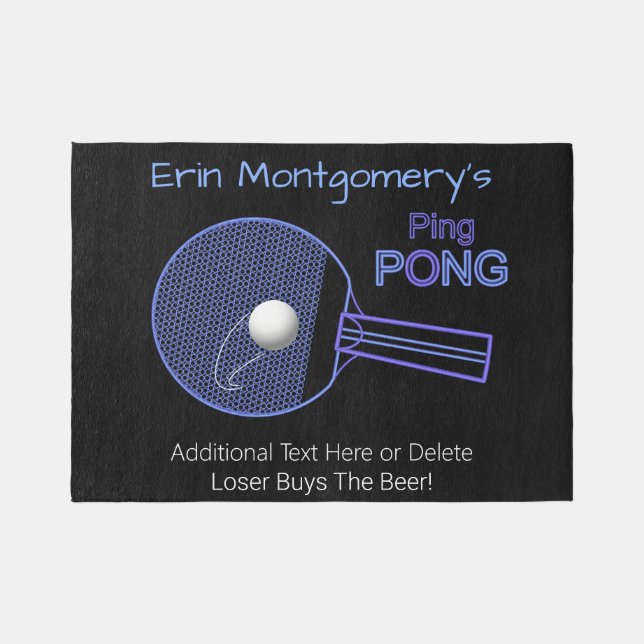 Shown 7' x 5' Loser Buys The Beer!  Ping Pong Rug (Front)