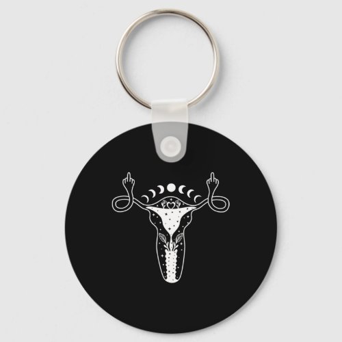 Shows Middle Finger Feminist Pro Choice Womens Rig Keychain