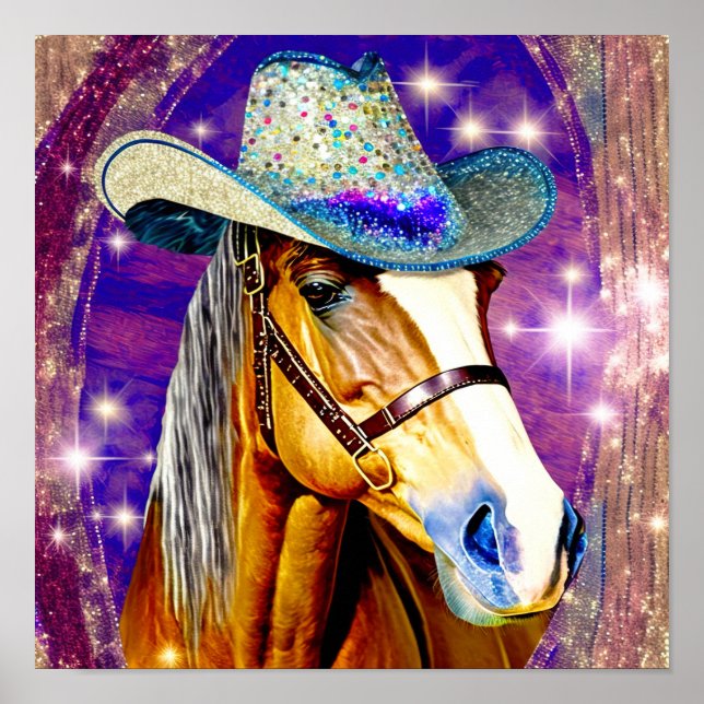 Showtime - Horse Wearing a Cowboy Hat Art Print (Front)