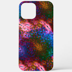 Showy blue chromed scales on salmon iPhone 12 pro max case