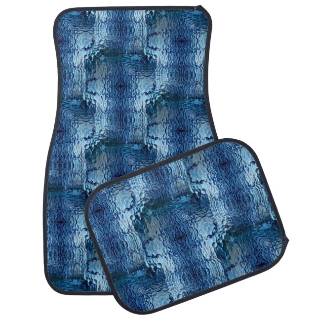 Showy blue hammered bent glass repetition  car floor mat (Set)