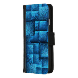 Showy blue squares with abstract tribal design iPhone 8/7 wallet case
