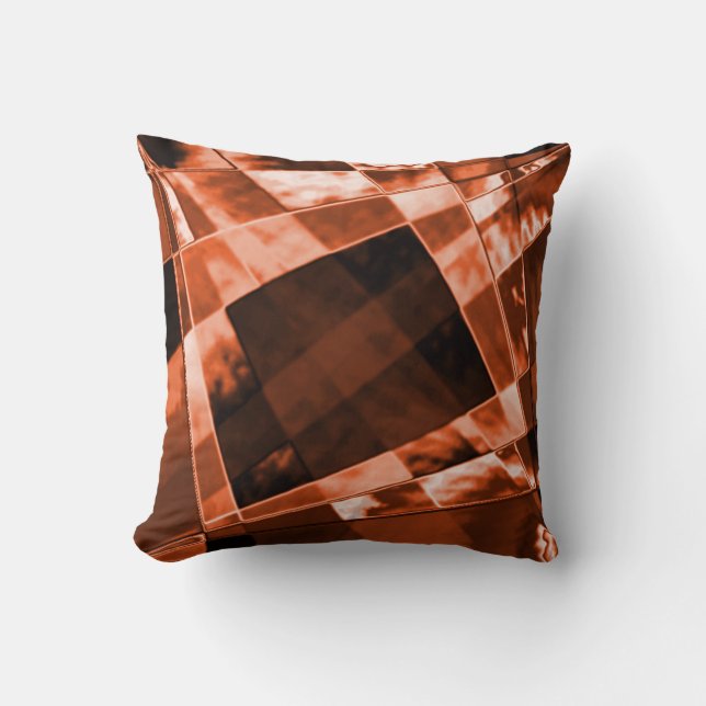 Showy brown orange inclined squares and rectangles throw pillow (Front)