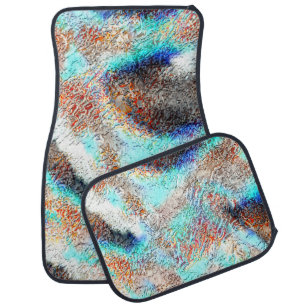 Showy colours splash texture sky orange blue...  car floor mat