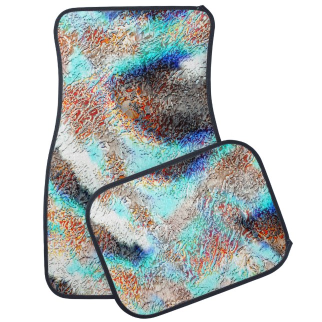 Showy colours splash texture sky orange blue...  car floor mat (Set)